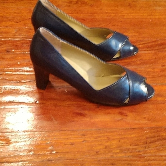 Terry Lewis Blue Open Toe Heels Sz 9.5W - Picture 4 of 6